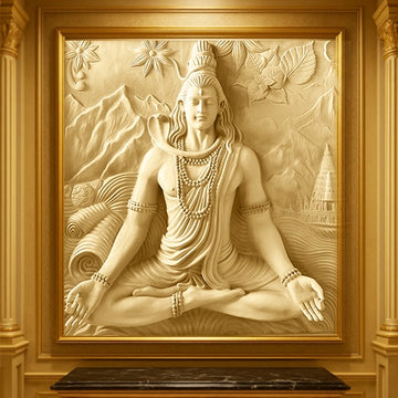 Lord Shiva Wall Mural – Meditative Pose | High-Relief Sculpture