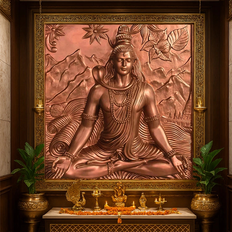 Lord Shiva Wall Mural – Meditative Pose | High-Relief Sculpture