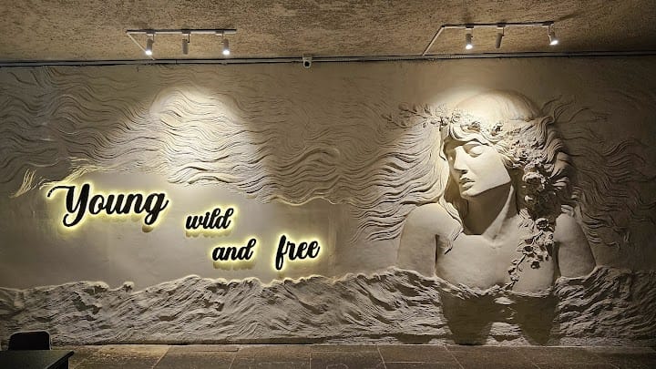 Lady wall mural for cafe