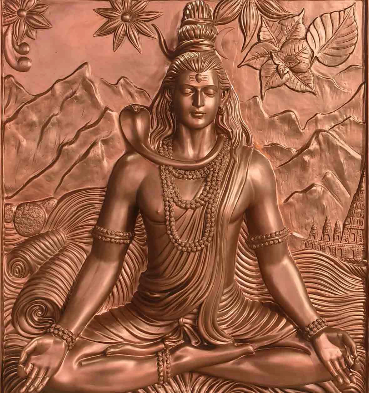 Lord Shiva Wall Mural – Meditative Pose | High-Relief Sculpture