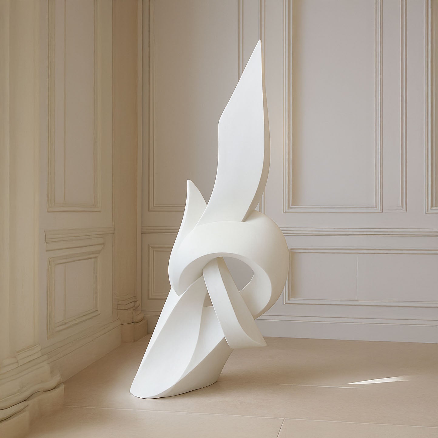 White Abstract Modern Sculpture – Contemporary Art Statement Piece